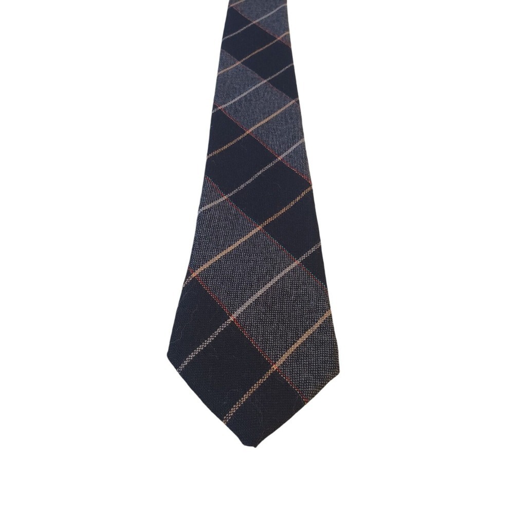 Cambridge Classics Plaid Neck Tie Mens Navy 100% Lambs wool Woven in Scotland